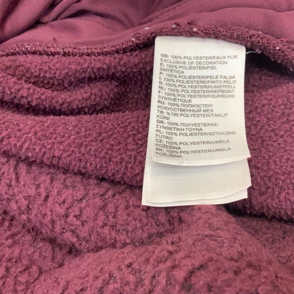 THE NORTH FACE Womens Jacket Sz Large Faux Fur Burgundy Full Zip Fleece Sweater - Picture 6 of 6